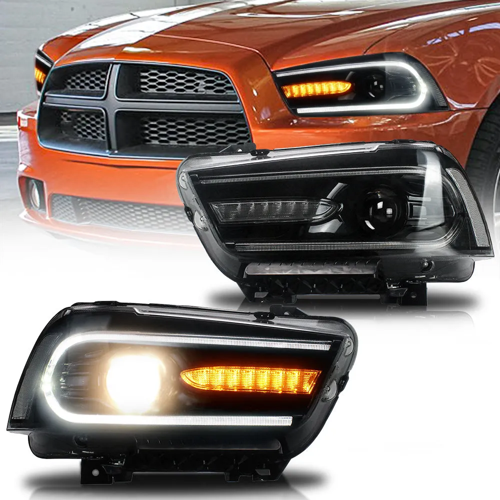 VLAND LED Projector Headlights For Dodge Charger 2011-2014 With Sequential Turn Signals
