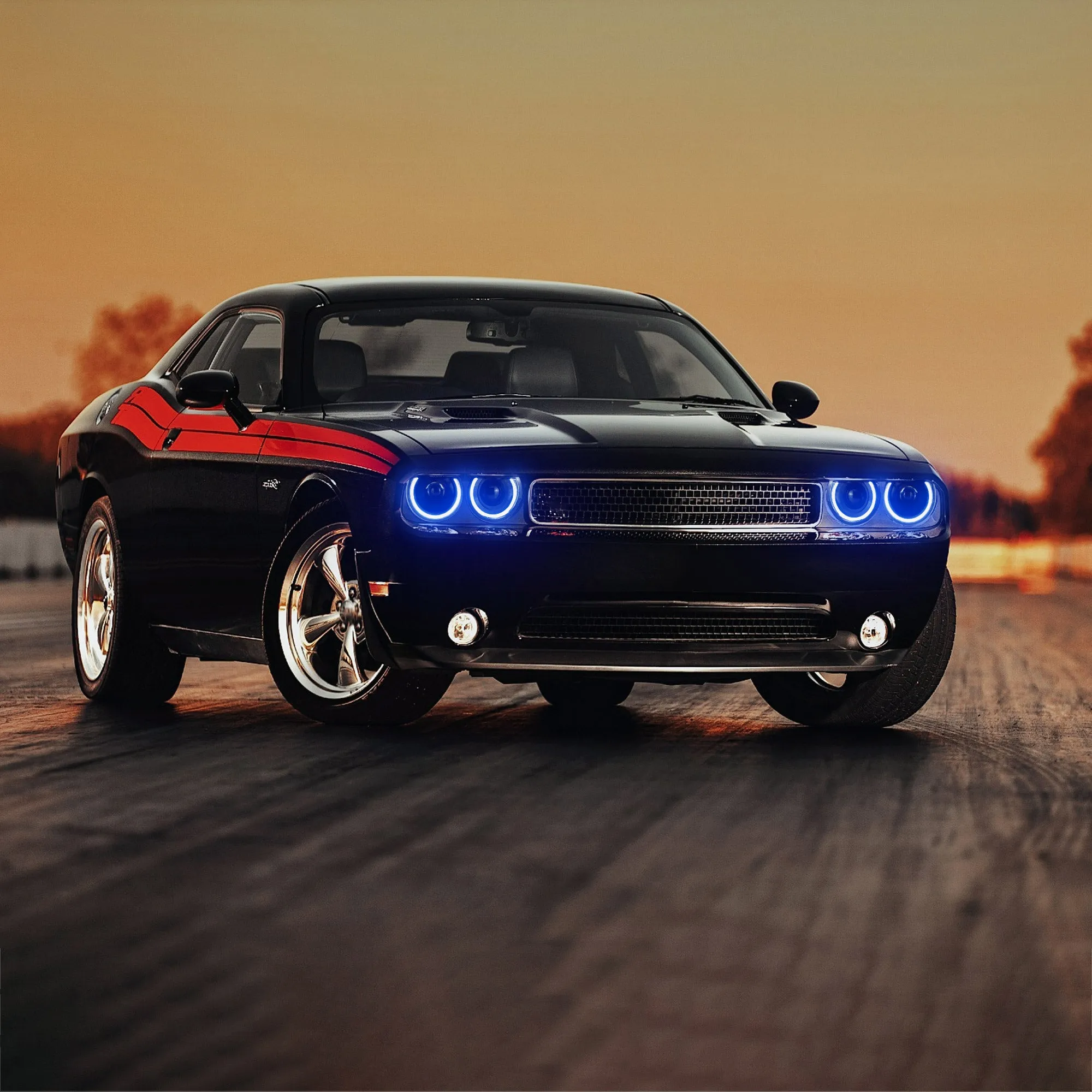VLAND LED RGB Halo Headlights For Dodge Challenger 2008-2014 with Sequential