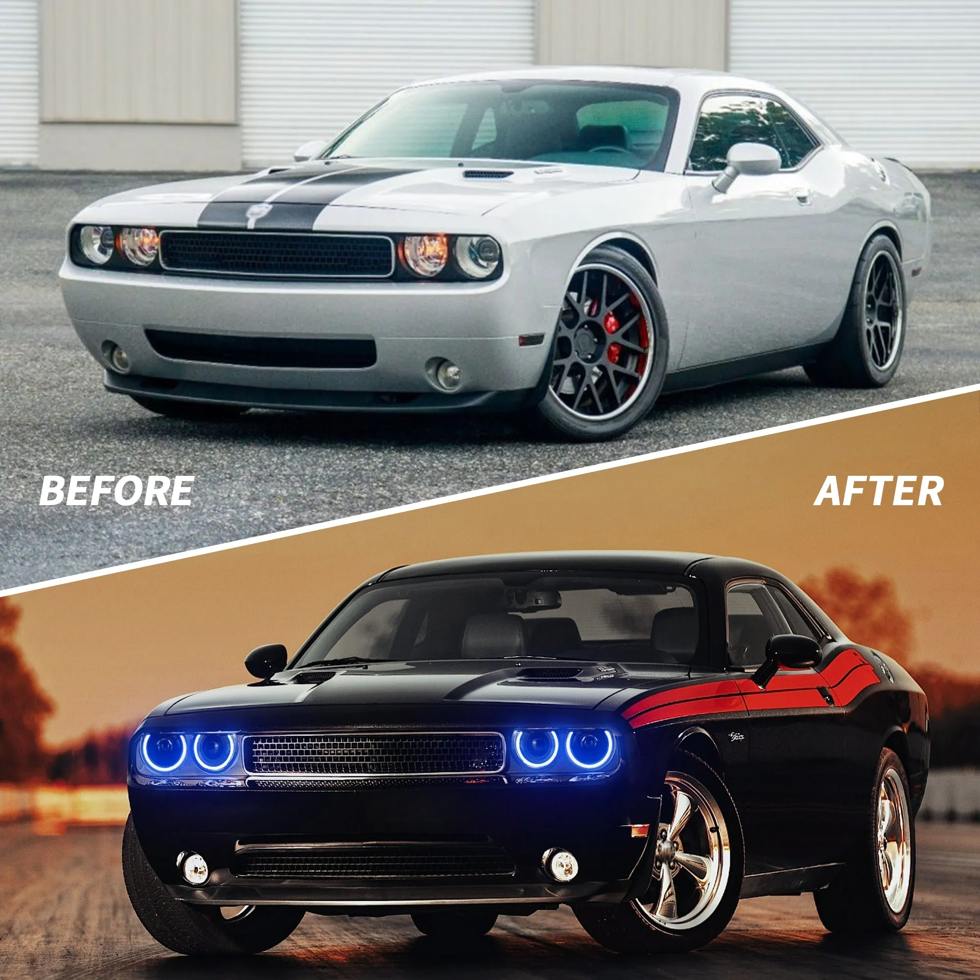 VLAND LED RGB Headlights   LED Tail lights For Dodge Challenger 2008-2014 With Sequential Turn Signals