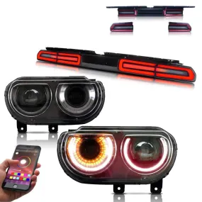VLAND LED RGB Headlights   LED Tail lights For Dodge Challenger 2008-2014 With Sequential Turn Signals
