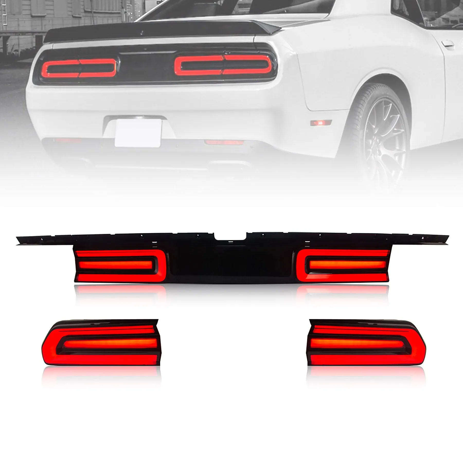 VLAND LED Tail Lights For Dodge Challenger 2008-2014 With Sequential Indicators Turn Signals