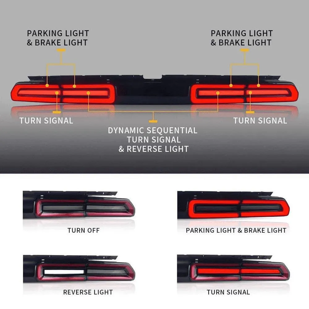 VLAND LED Tail Lights For Dodge Challenger 2008-2014 With Sequential Indicators Turn Signals