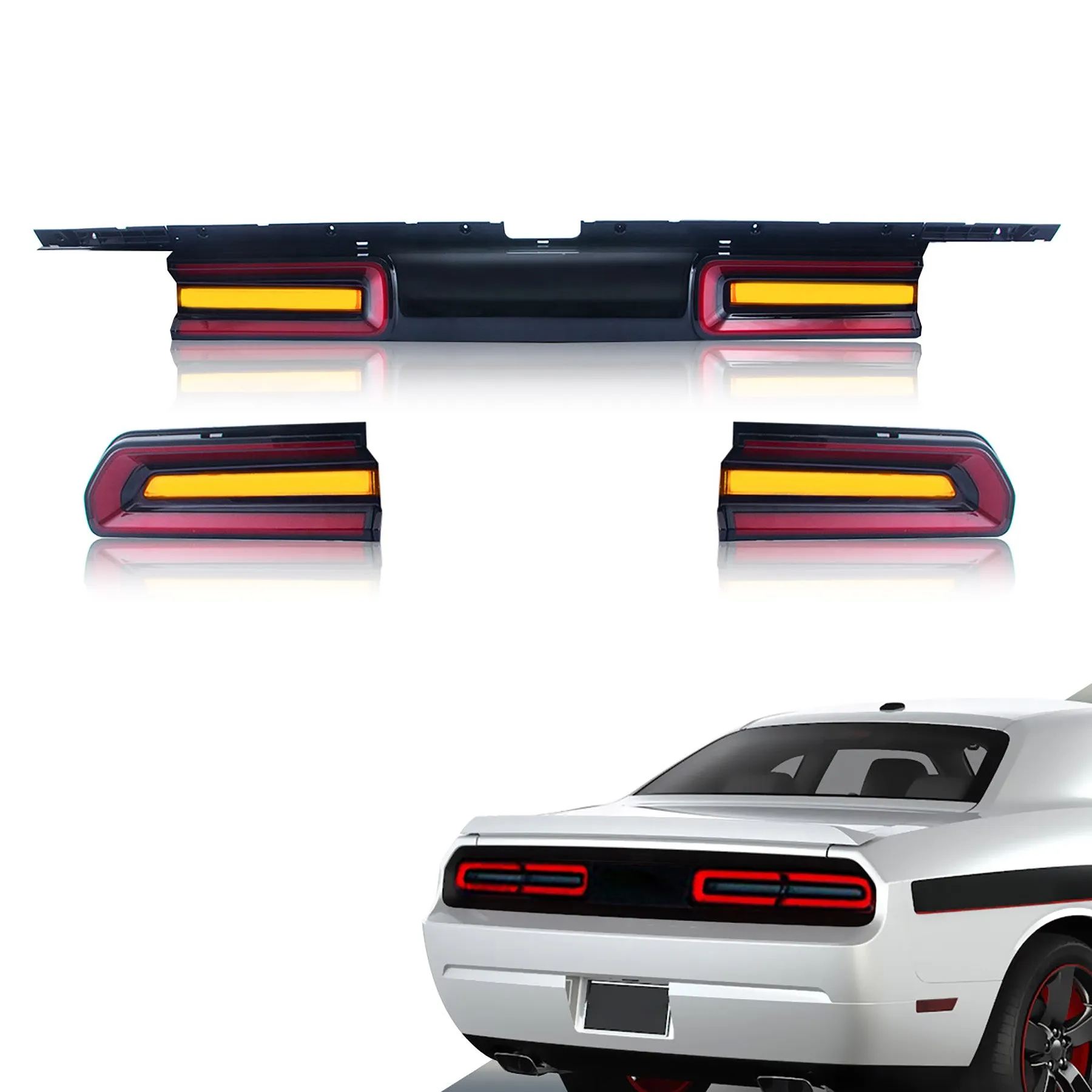 VLAND LED Tail Lights For Dodge Challenger 2008-2014 With Sequential Indicators Turn Signals