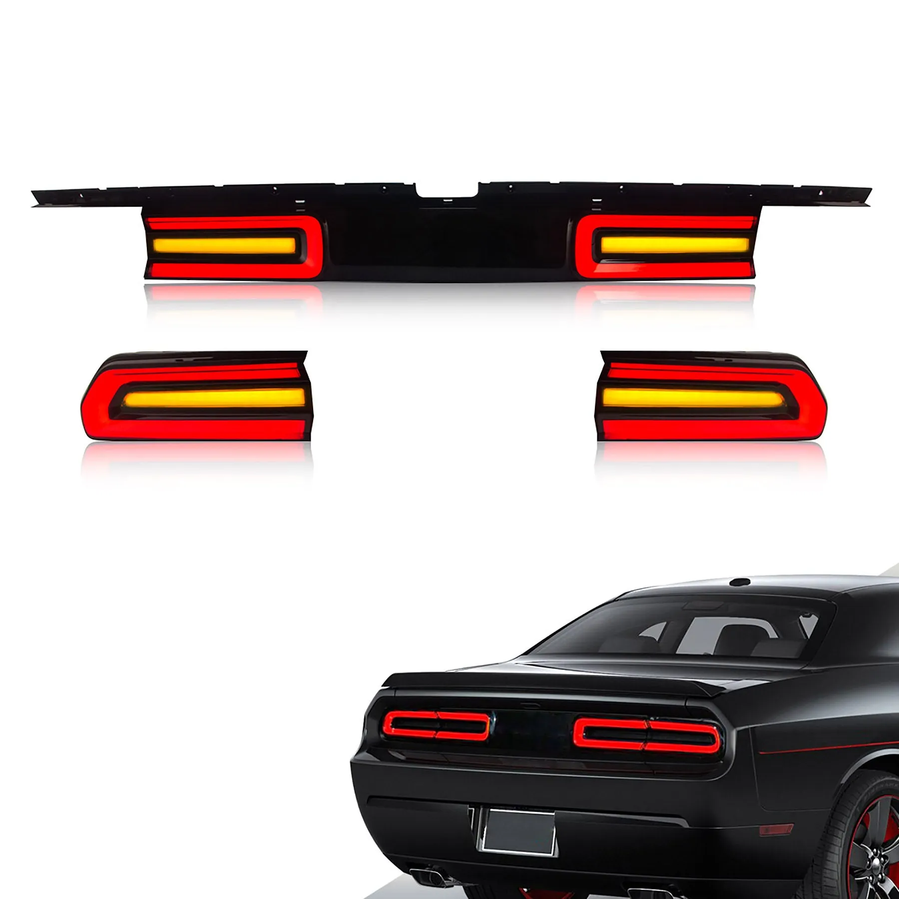 VLAND LED Tail Lights For Dodge Challenger 2008-2014 With Sequential Indicators Turn Signals