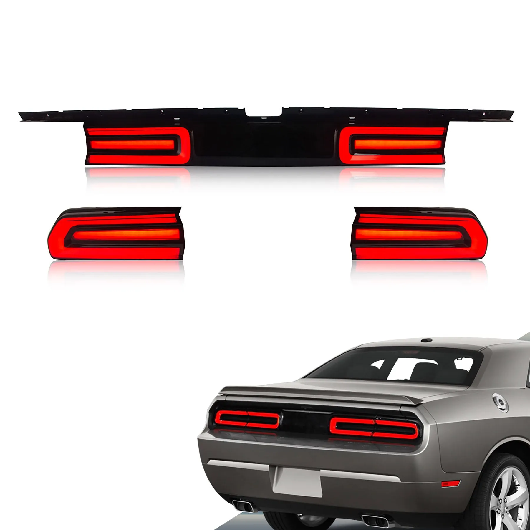 VLAND LED Tail Lights For Dodge Challenger 2008-2014 With Sequential Indicators Turn Signals