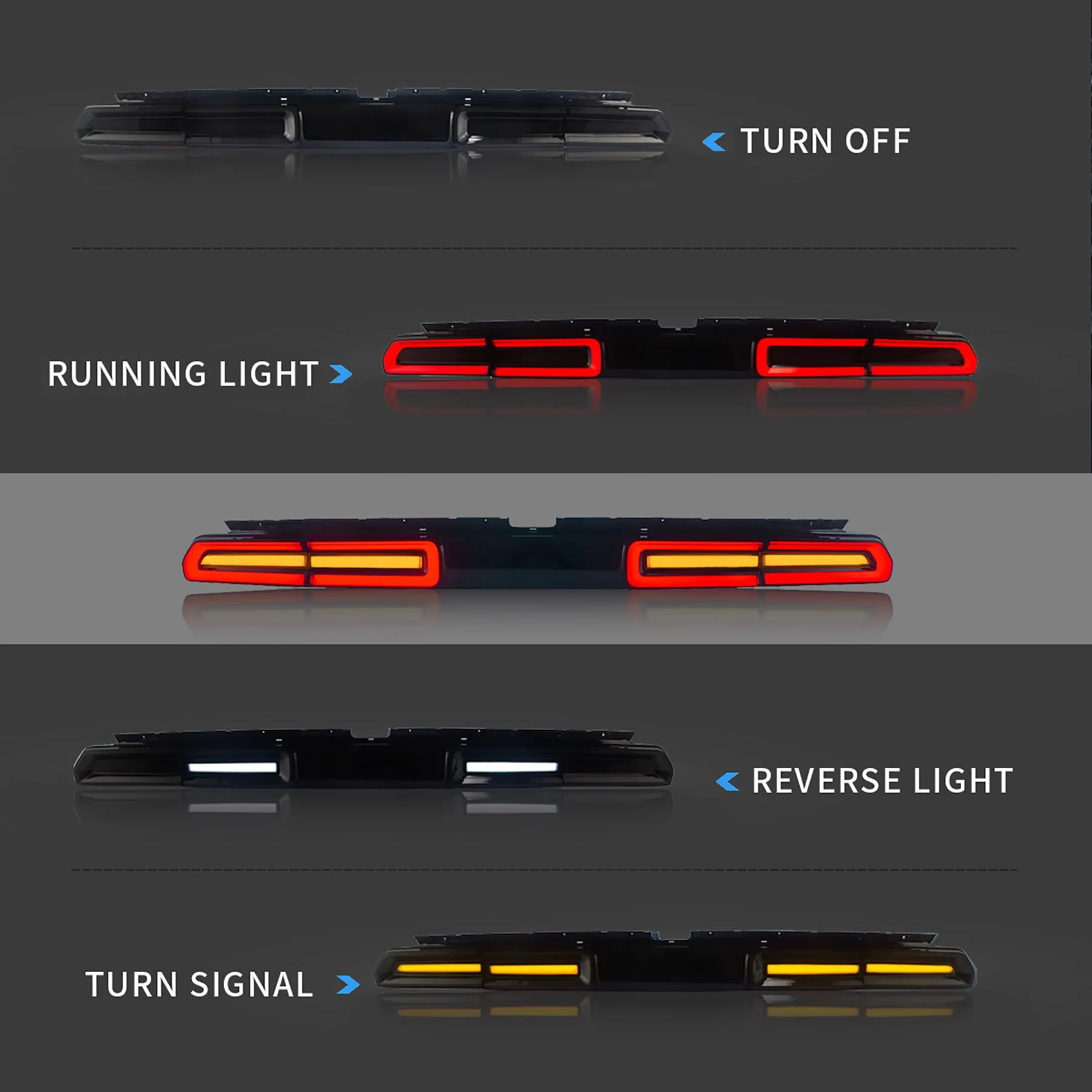VLAND LED Tail Lights For Dodge Challenger 2008-2014 With Sequential Indicators Turn Signals