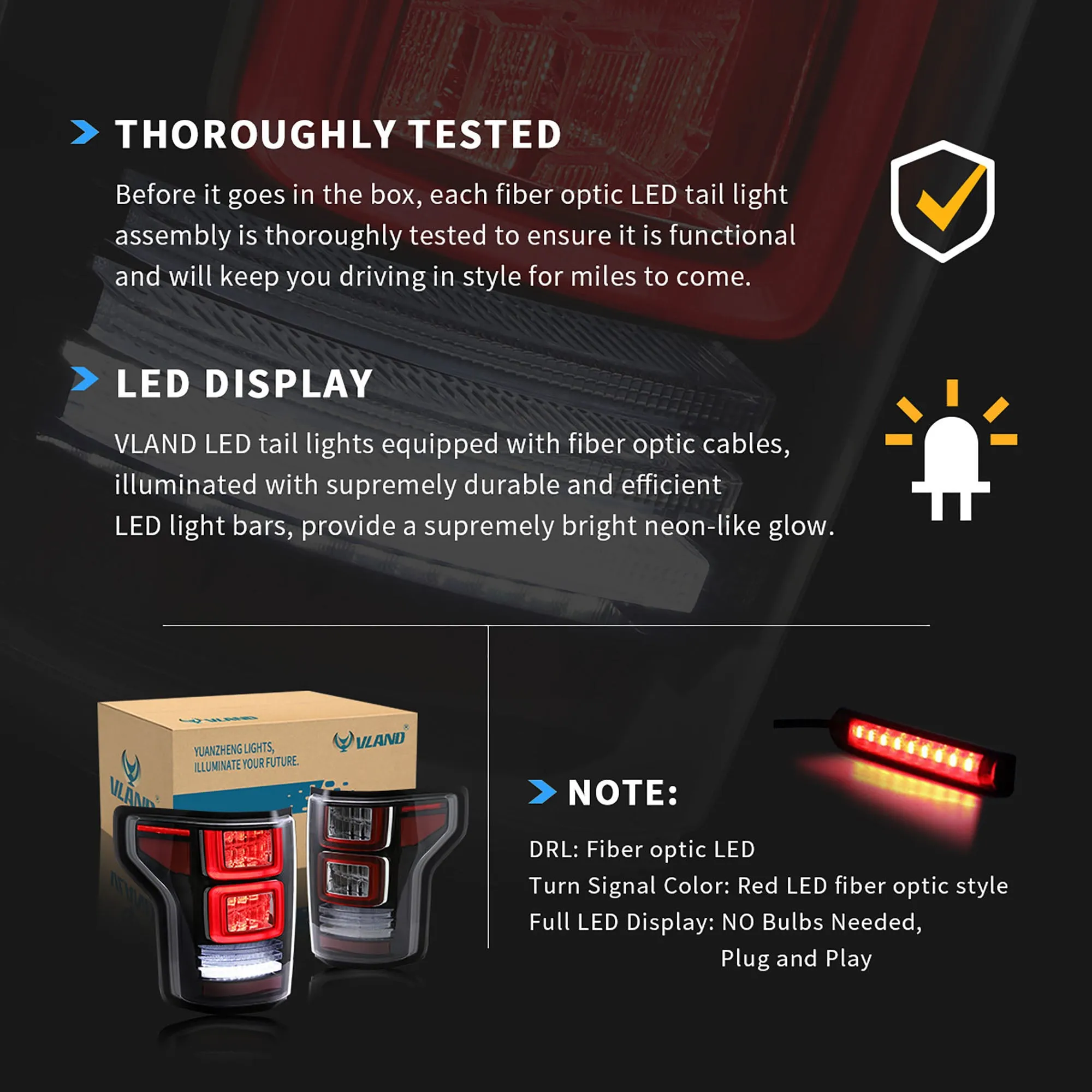 VLAND LED Tail Lights For Ford F150 2015-2020 Rear Lamps [DOT.]