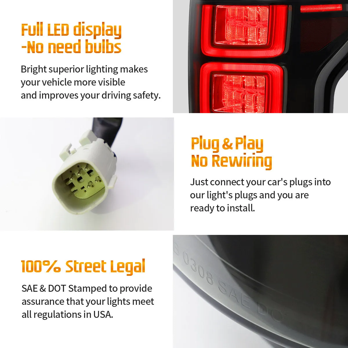 VLAND LED Tail Lights For Ford F150 2015-2020 Rear Lamps [DOT.]