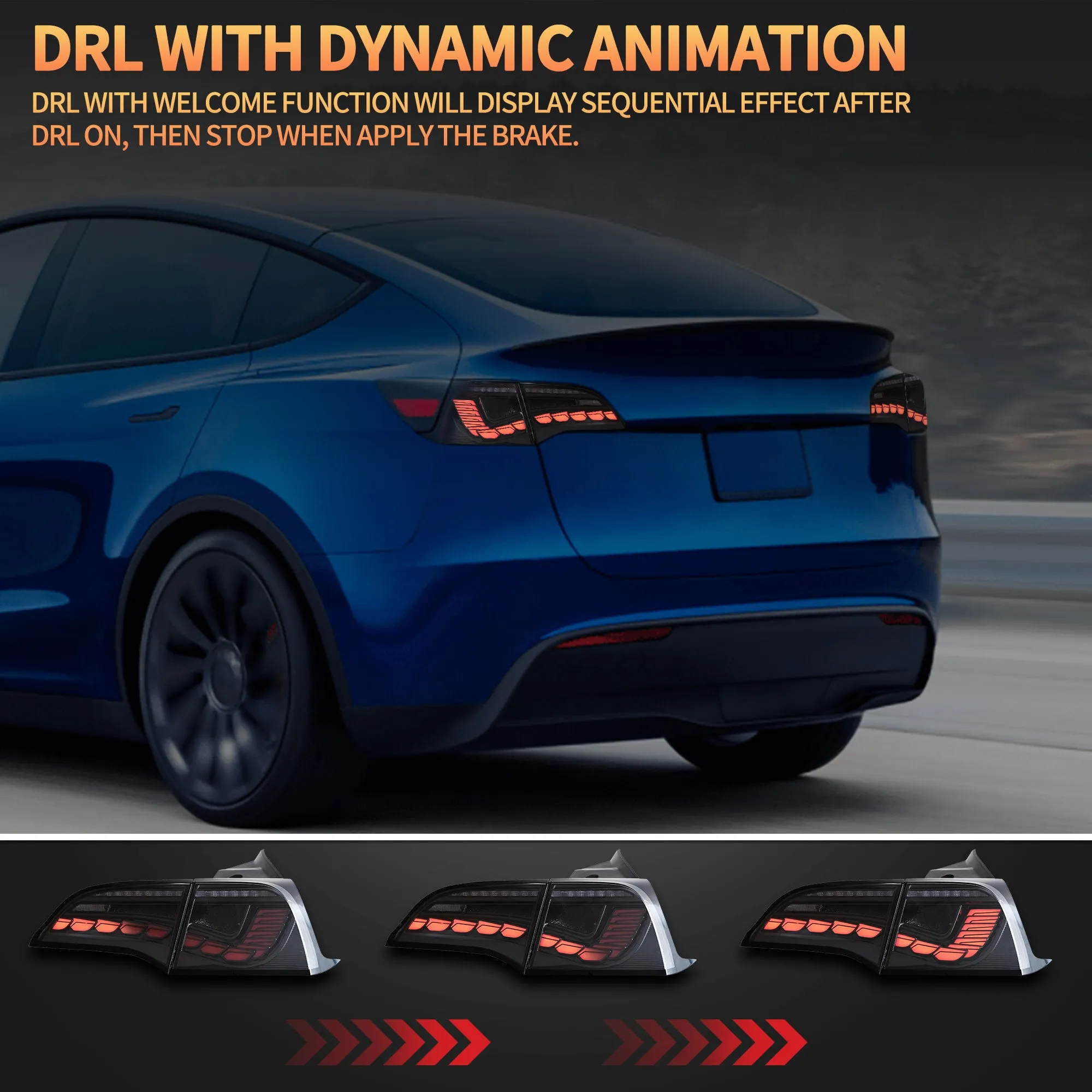VLAND LED Tail Lights For Tesla Model 3 & Model Y 2017-2023 [DOT.]