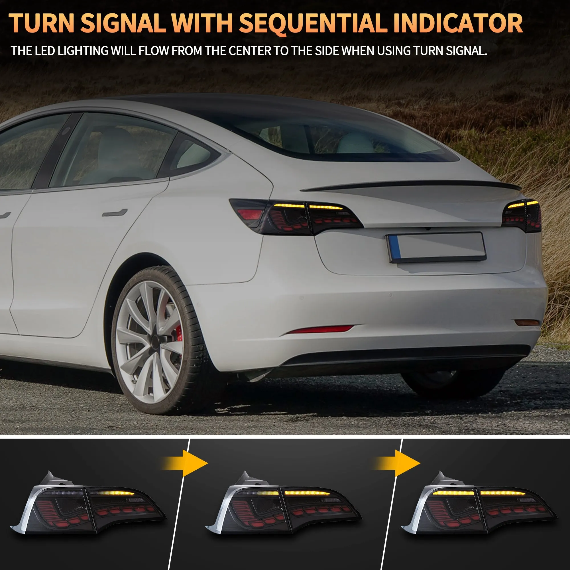 VLAND LED Tail Lights For Tesla Model 3 & Model Y 2017-2023 [DOT.]