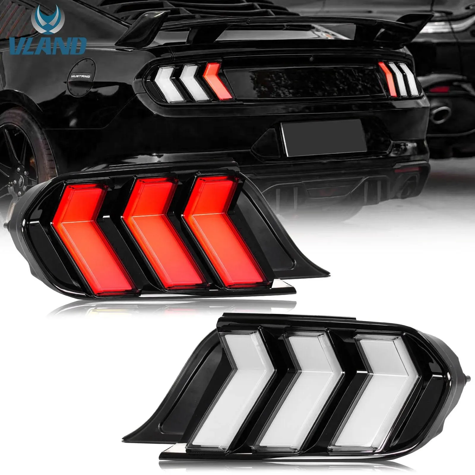 VLAND LED Taillights For Ford Mustang 2015-2023 With 5 Modes & Sequential Turn Signal
