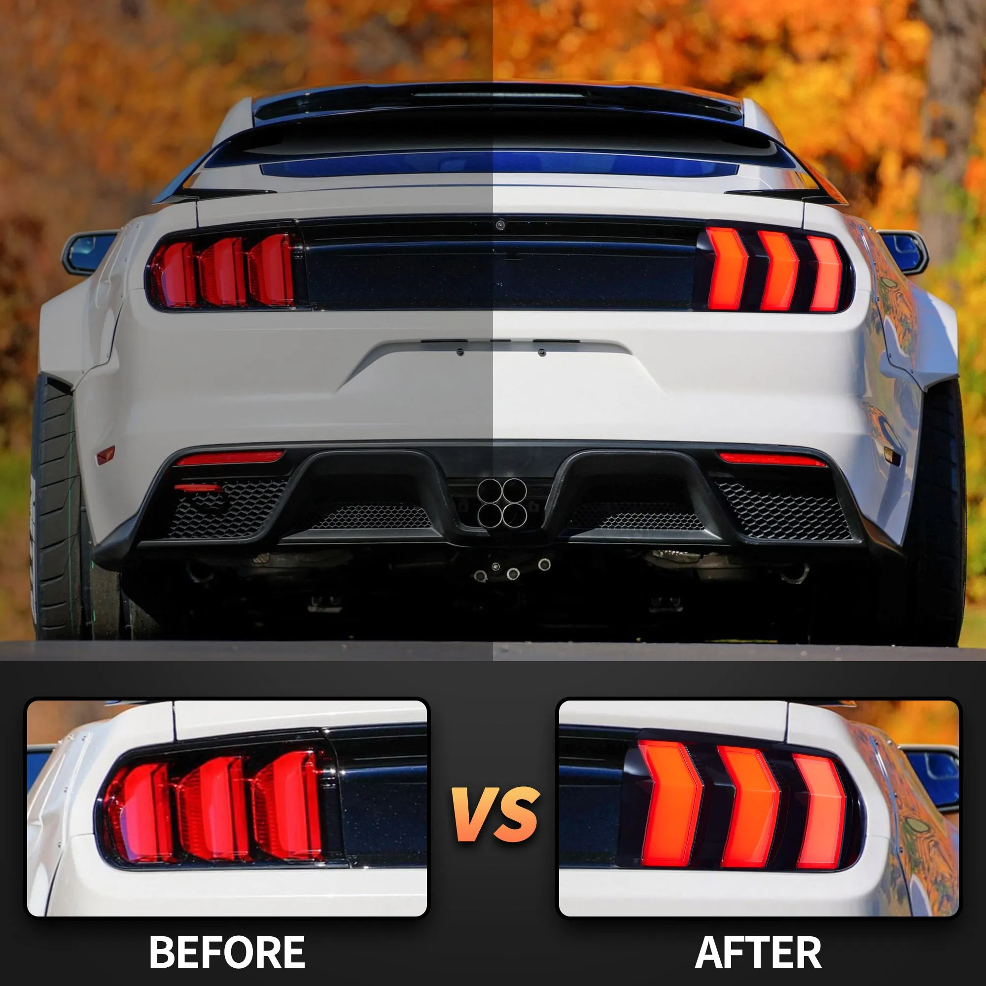 VLAND LED Taillights For Ford Mustang 2015-2023 With 5 Modes & Sequential Turn Signal