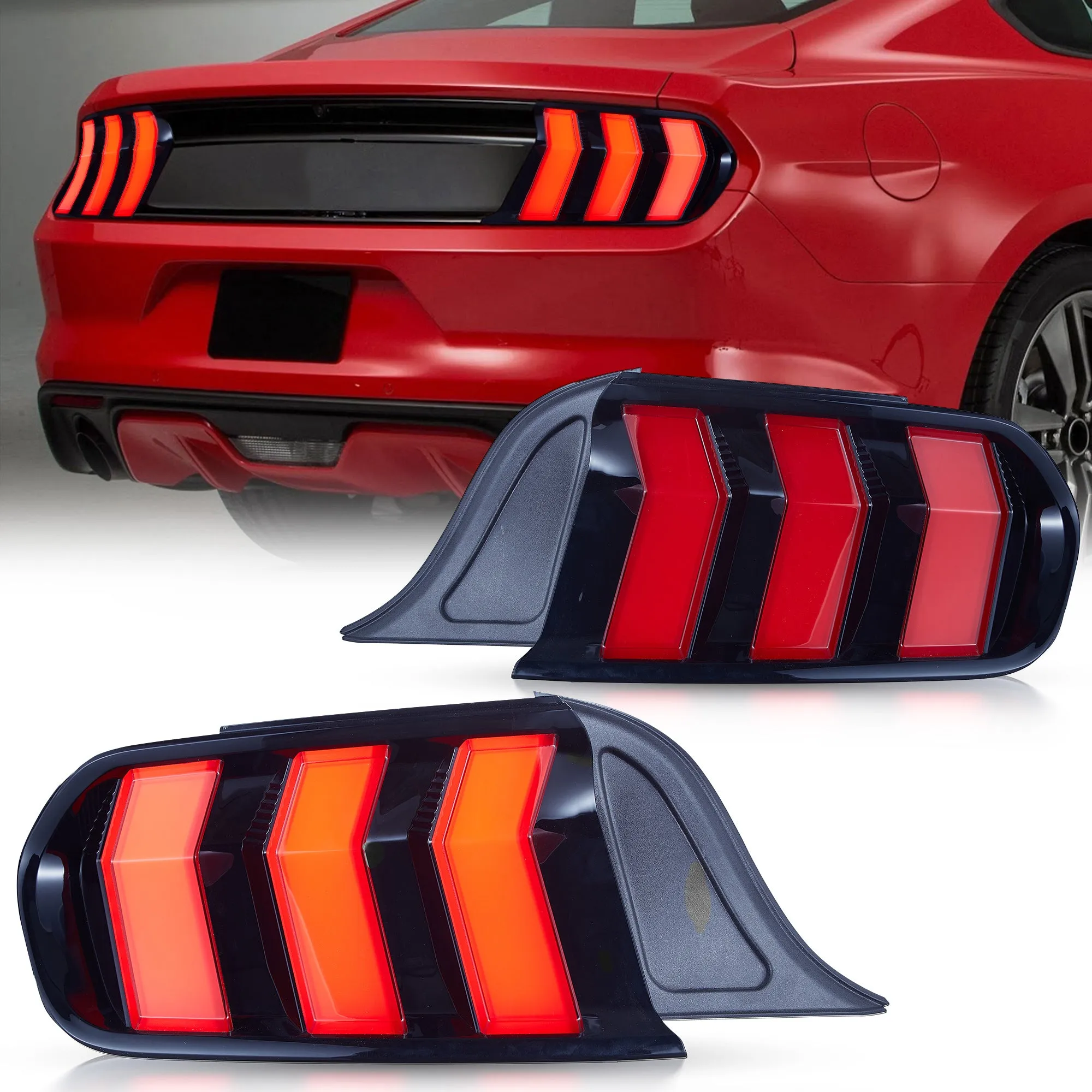 VLAND LED Taillights For Ford Mustang 2015-2023 With 5 Modes & Sequential Turn Signal