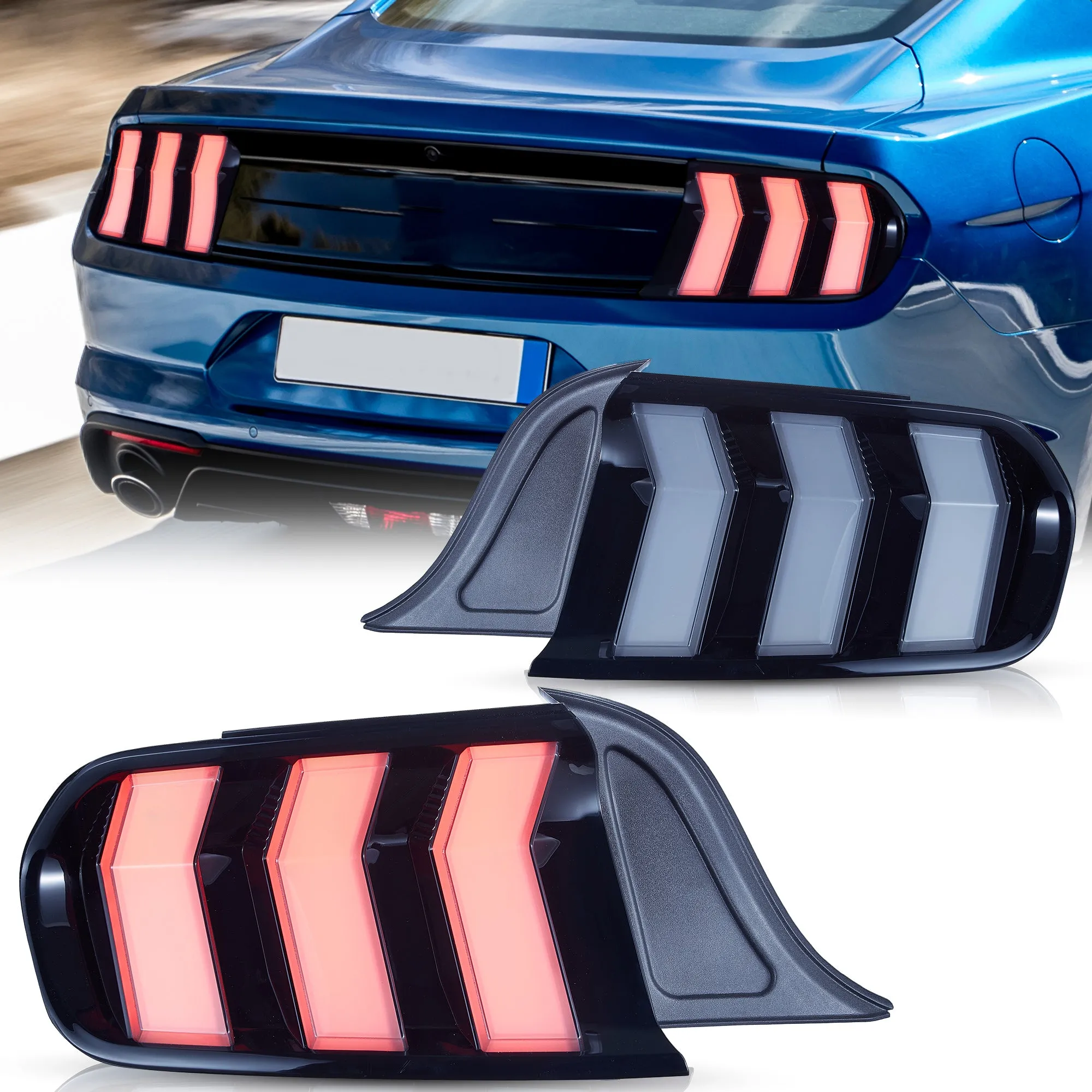 VLAND LED Taillights For Ford Mustang 2015-2023 With 5 Modes & Sequential Turn Signal