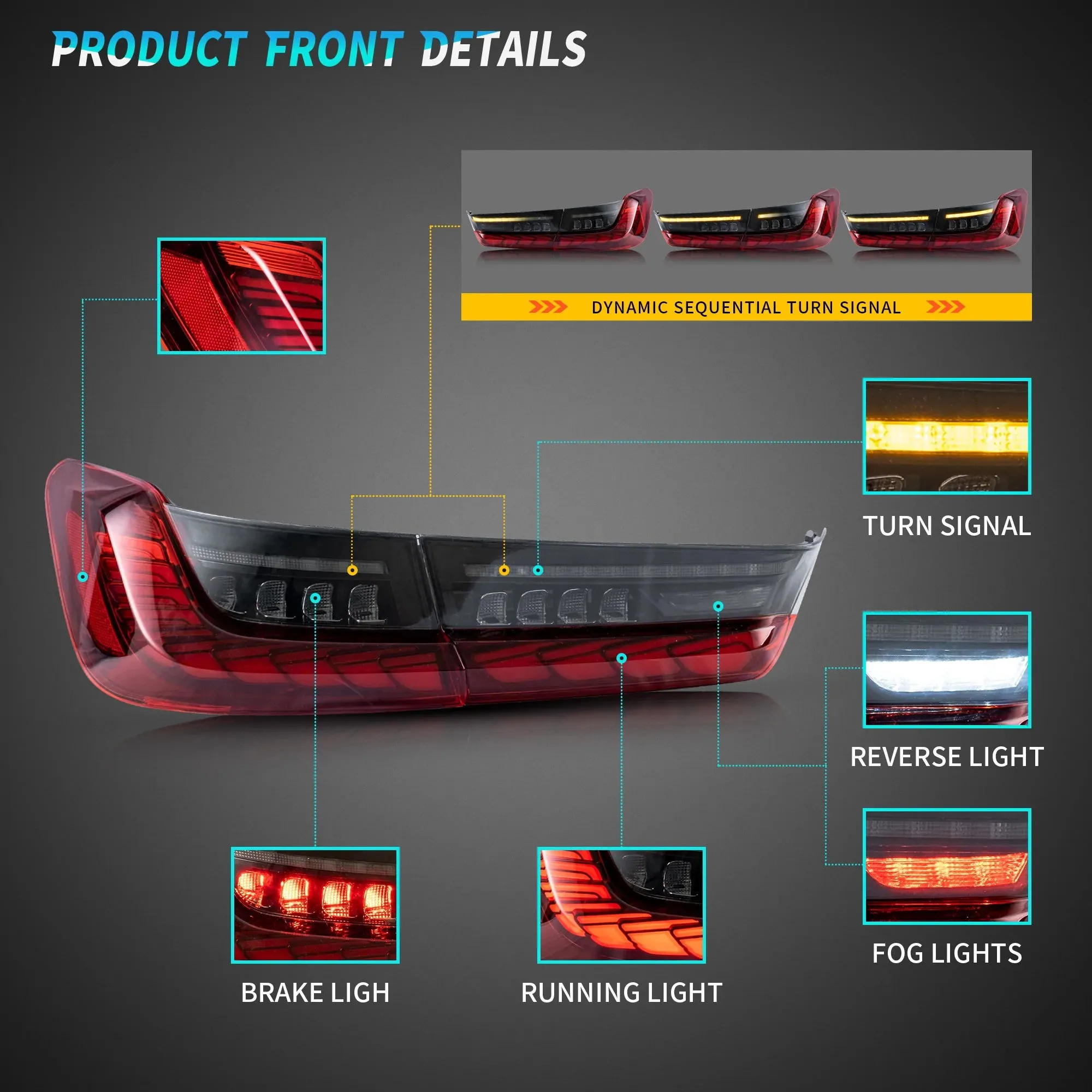 VLAND OLED Tail Lights For BMW 3-Series G20 Sedan 7th Gen 2019-2024 with Start-up Animation [E-MARK.]