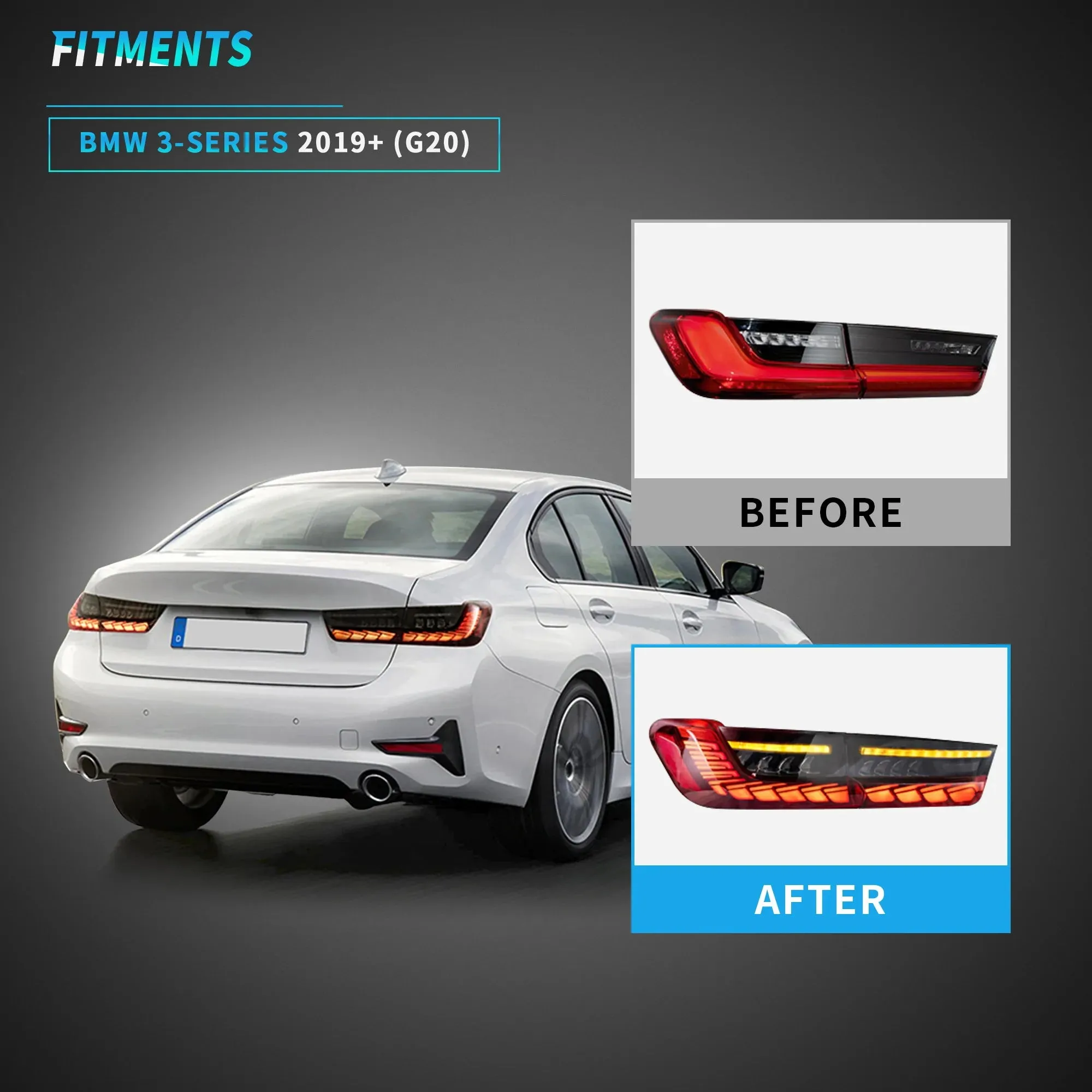 VLAND OLED Tail Lights For BMW 3-Series G20 Sedan 7th Gen 2019-2024 with Start-up Animation [E-MARK.]