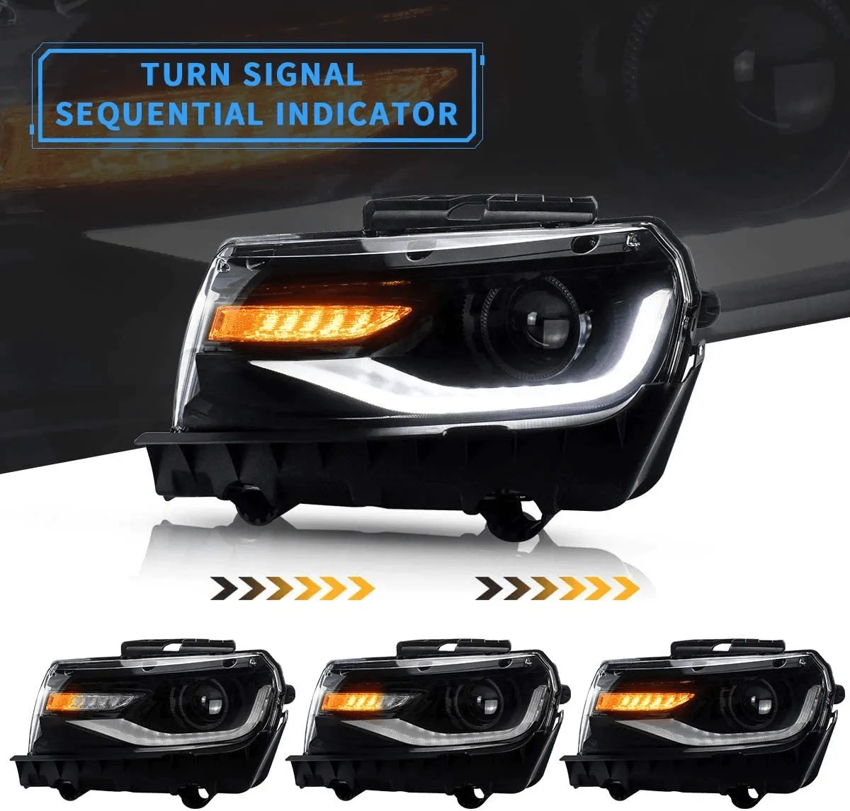 VLAND RGB Dual Beam Headlights For Chevrolet Camaro 5th Gen 2014 2015