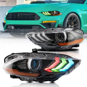 VLAND RGB Projector Headlights For Ford Mustang (Sixth Generation) [S550] 2018-2023