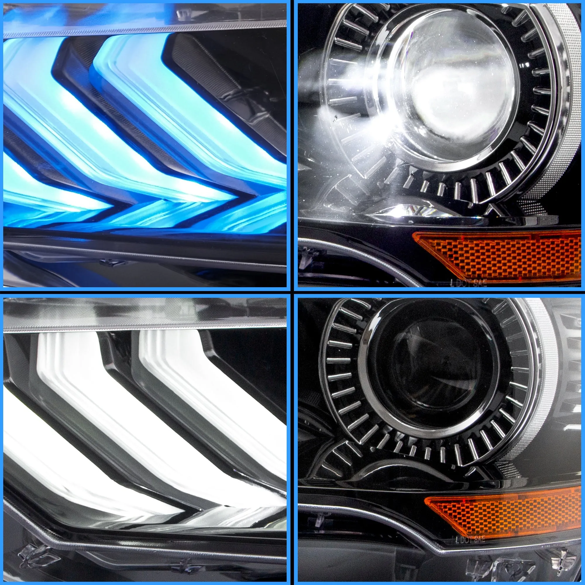 VLAND RGB Projector Headlights For Ford Mustang (Sixth Generation) [S550] 2018-2023