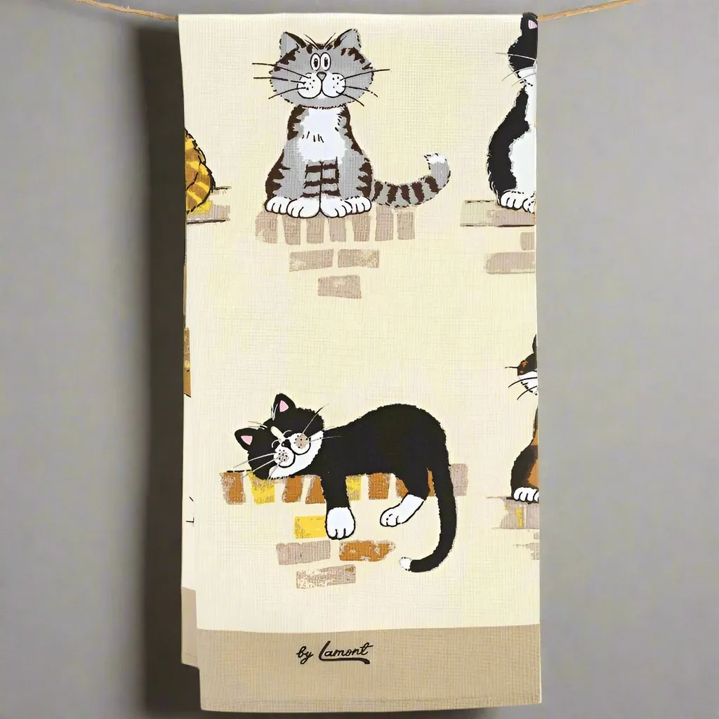 When the Cat's Away Cotton Tea Towel