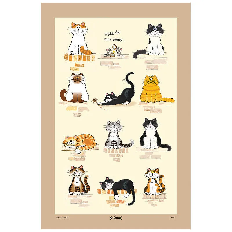 When the Cat's Away Cotton Tea Towel