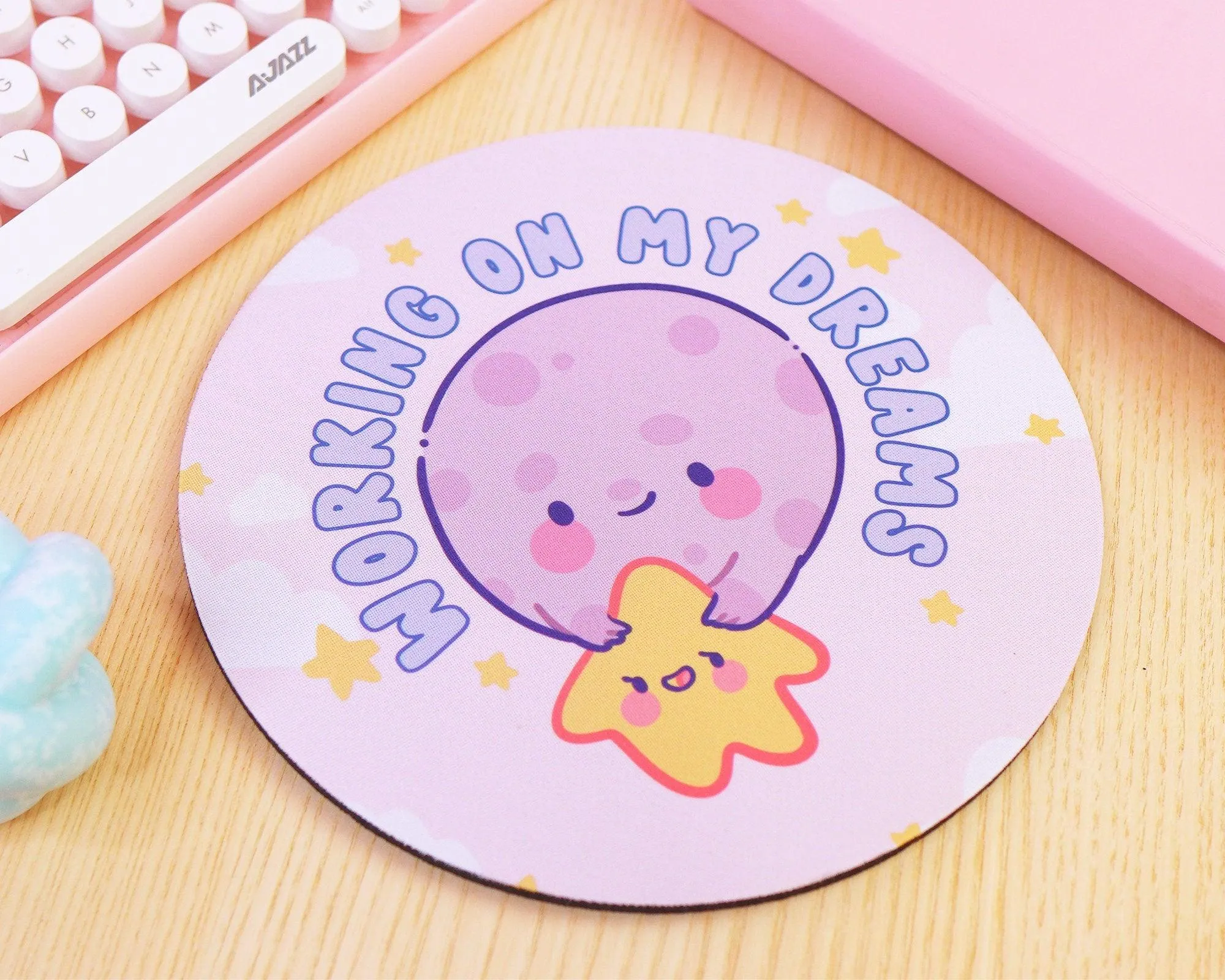 Working On My DREAMS Moon And Star Celestial Motivational Mouse Pad