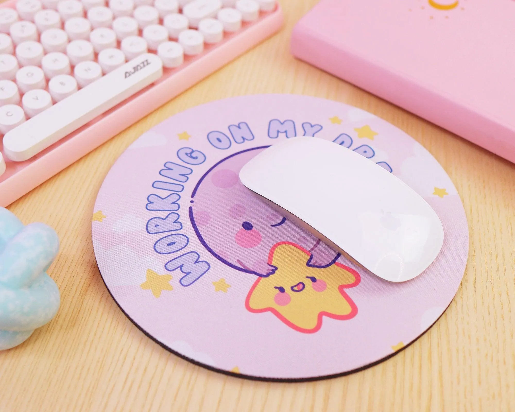 Working On My DREAMS Moon And Star Celestial Motivational Mouse Pad