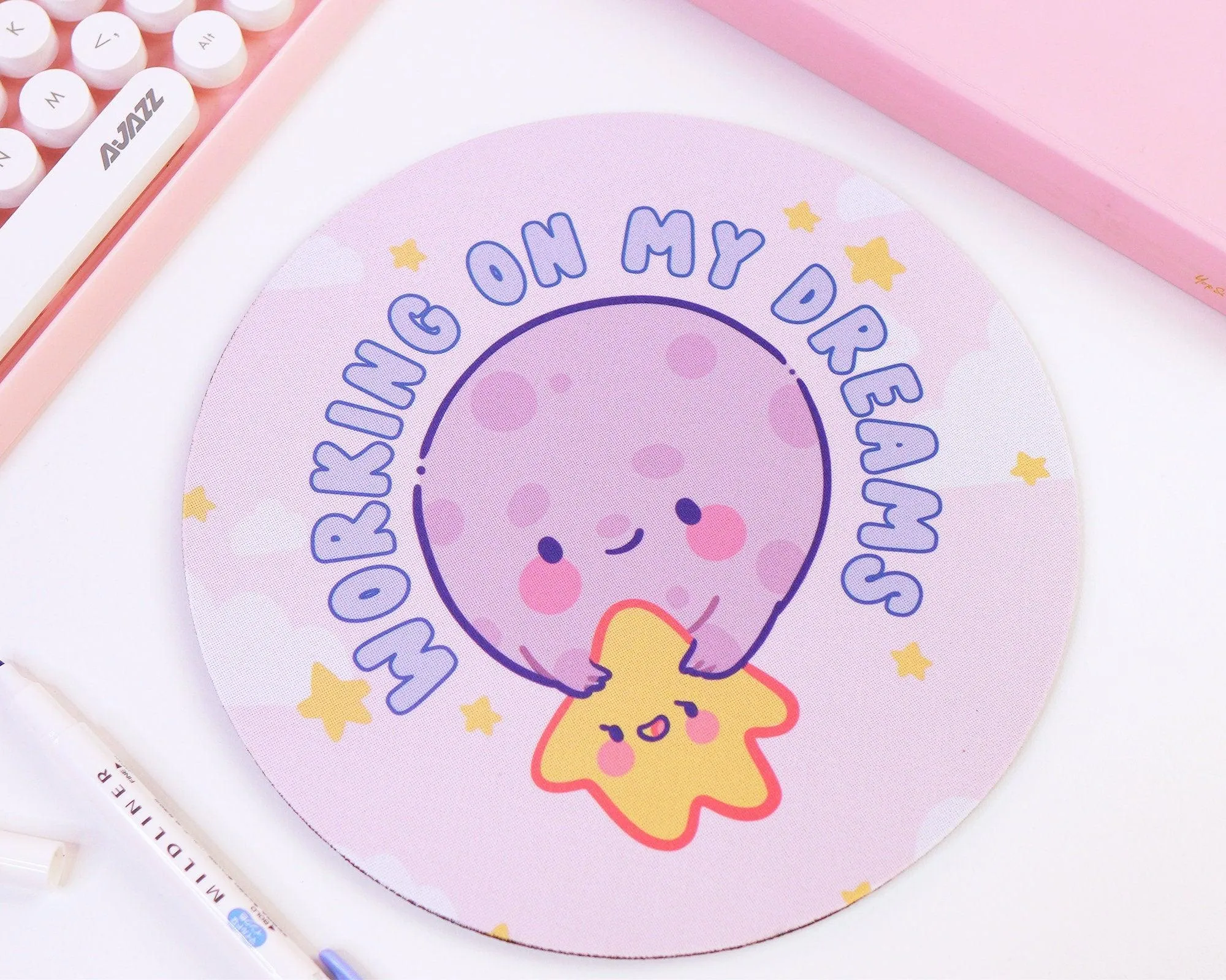 Working On My DREAMS Moon And Star Celestial Motivational Mouse Pad